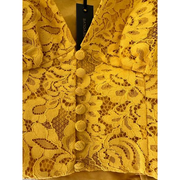 House of Harlow 1960 x Revolve Lace Yellow Crop Juliette Blouse size XXS - Picture 6 of 7
